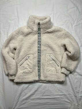 Levi's Cream Sherpa Puffer Jacket with Patterned Zip